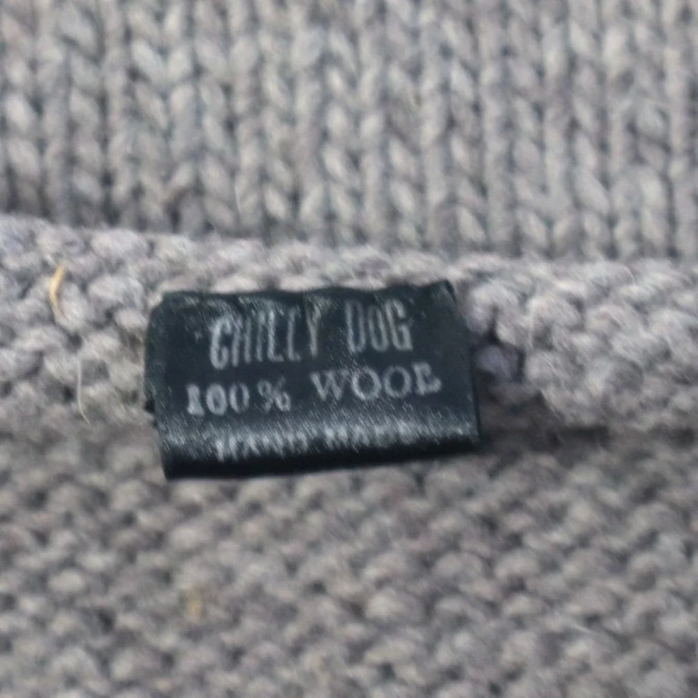 Chilly Dog American Flag Wool Dog Sweater Grey Hand Knit Large Pet Apparel